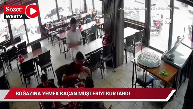Boğazına yemek kaçan müşteriyi Heimlich manevrasıyla kurtardı