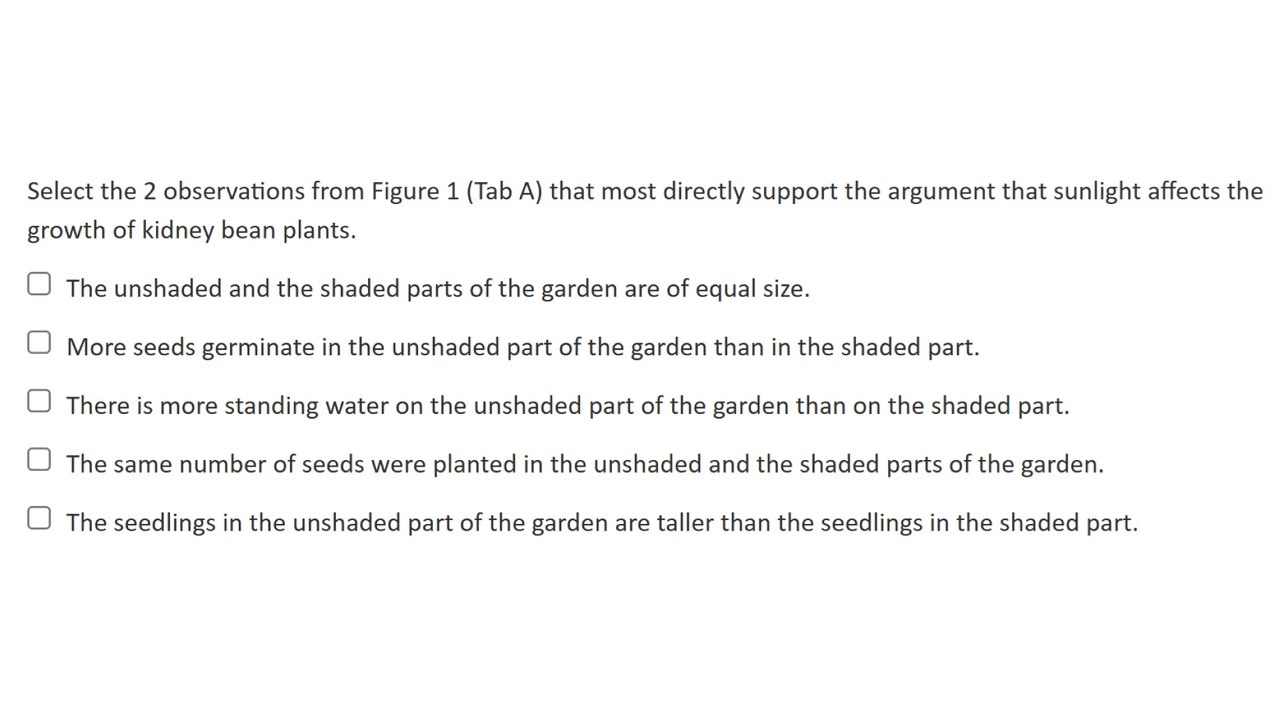 State exam science question #1 from 5th grade 2022 (released)