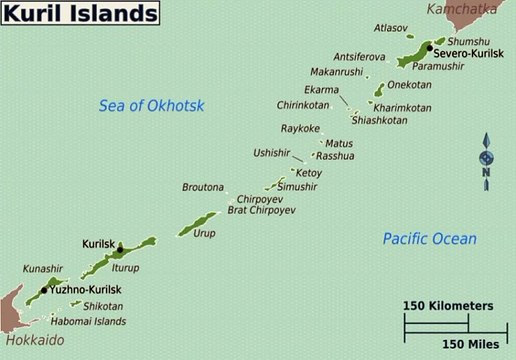 Map of Kuril Islands. Peta Kepulauan Kuril. Kuril Islands Map. Map of Islands of Kuril. Islands of Kuril Map. Mapa das Ilhas Curilas. Carte des îles Kouriles. Mapa de las Islas Kuriles. 千島列島の地図. Карта Курильских островов. কুরিল দ্বীপপুঞ্জের মানচিত্র