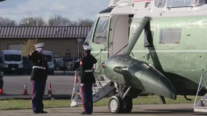 TRUMP JOKES about SAQUON BARKLEY'S SPEED after LANDING Together on MARINE ONE