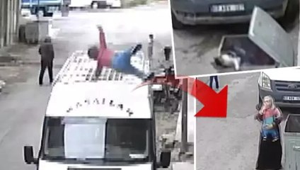 Nevşehir’de çocuğun 2. kattan çöp konteynerine düştüğü anlar kamerada