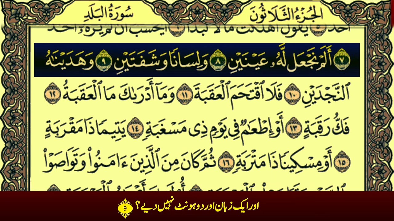 سورة البلد ترجمعہ کے ساتھ