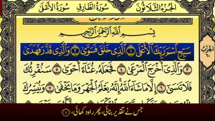 Surah Al-Ala (سورة الاعلیٰ ترجمعہ کے ساتھ) With Urdu Translation Tafheem Ul Quran  By Qari Muhammad Bilal
