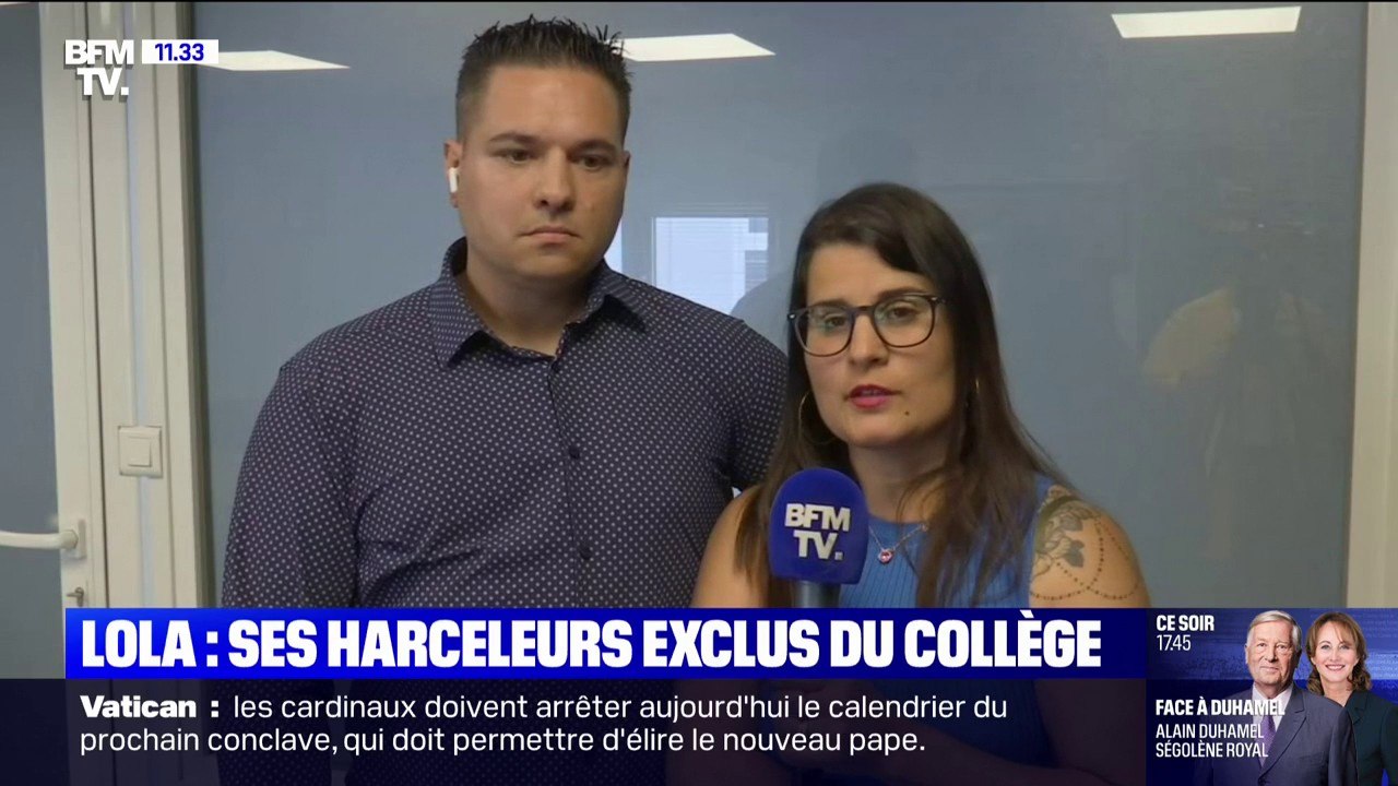 Les parents de Lola, collégienne de 13 ans victime de harcèlement scolaire, se disent "soulagés" après l'exclusion temporaire de ses harceleurs