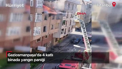 Gaziosmanpaşa'da 4 katlı binada yangın paniği