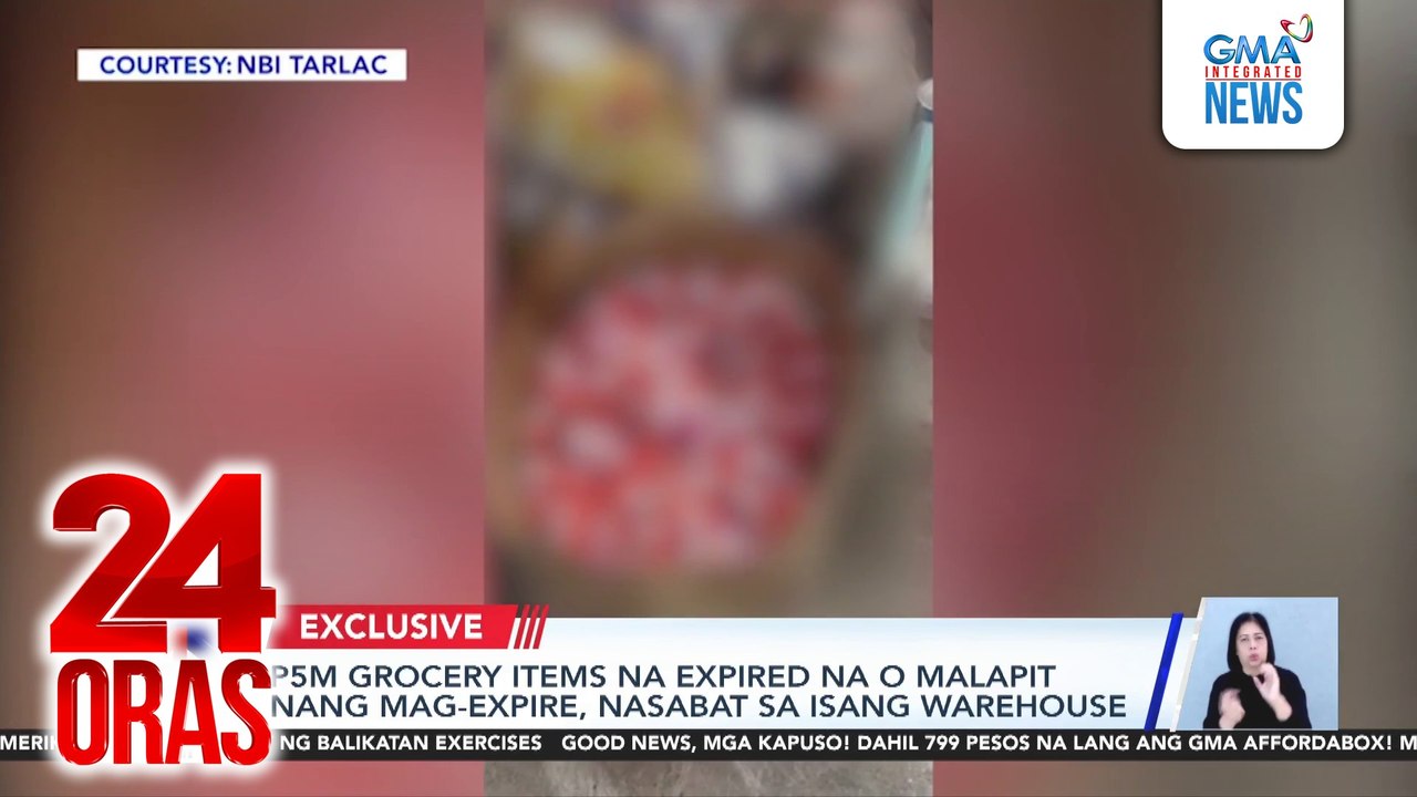 P5M grocery items na expired na o malapit nang mag-expire, nasabat sa isang warehouse | 24 Oras