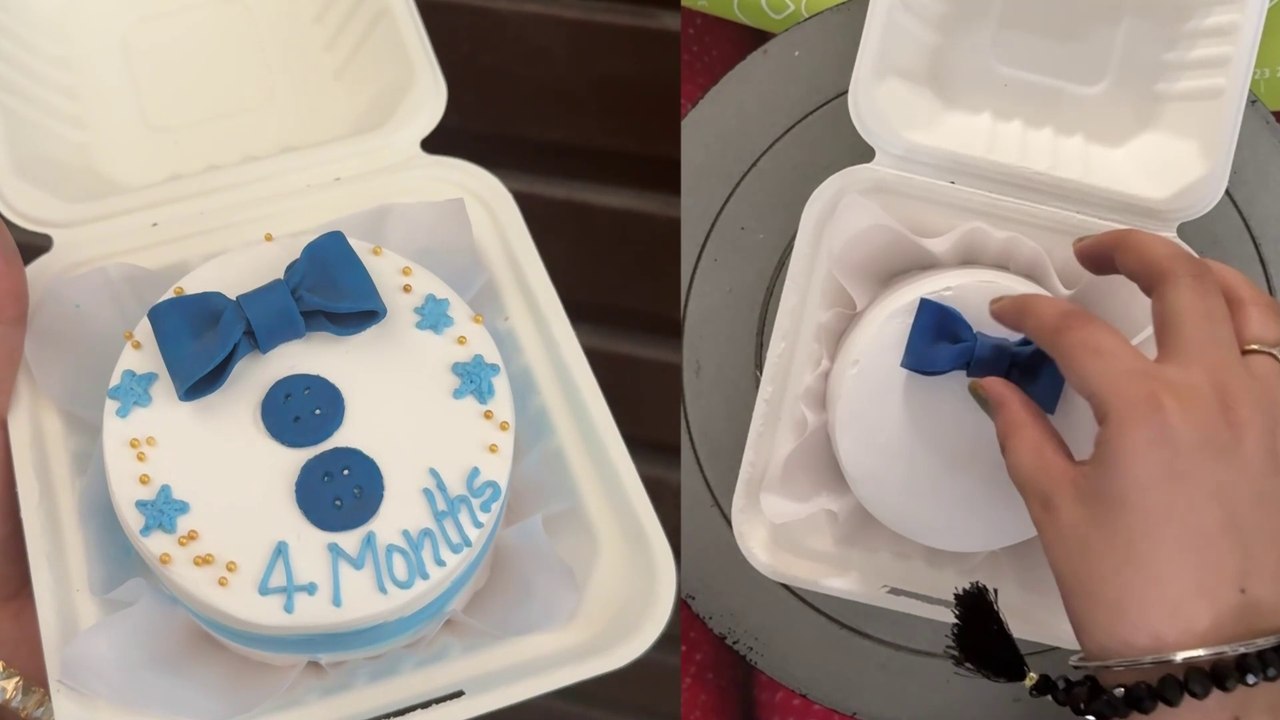 4 Month Old Theme Bow Bento Cake | Cute Baby Bento Cake Design | Cake Decoration Ideas |