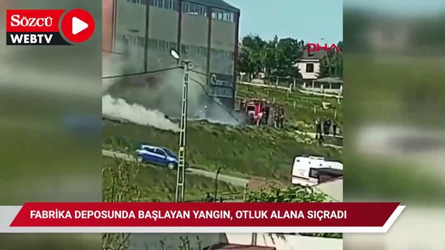 Arnavutköy’de fabrika deposunda başlayan yangın, otluk alana sıçradı