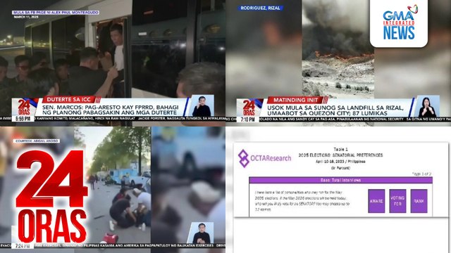 24 Oras: (Part 2) 11 patay, mahigit 20 sugatan sa pag-araro ng SUV sa Vancouver, Canada; Sen. Marcos: Pag-aresto kay FPRRD, bahagi ng planong pabagsakin ang mga Duterte; usok mula sa sunog sa landfill sa Rizal, umaabot sa Quezon City, atbp.