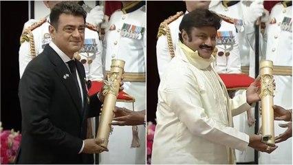 Actors Ajith Kumar and Nandamuri Balakrishna receive Padma Awards. Watch