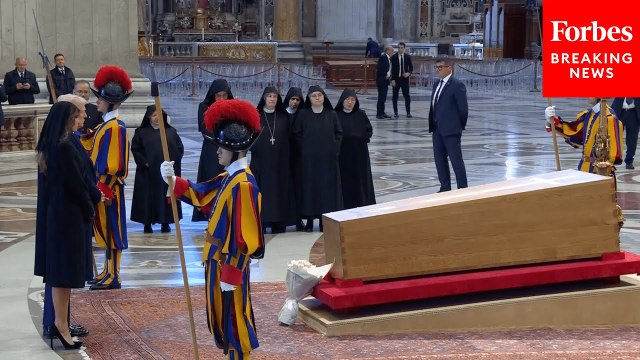Donald And Melania Trump Pay Their Respects To Pope Francis Ahead Of His Funeral