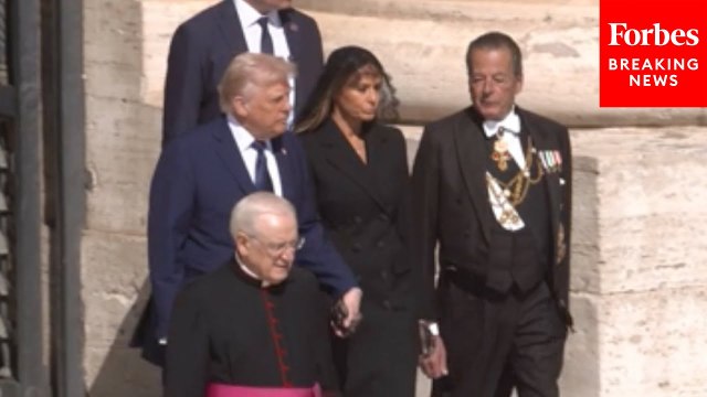 President Trump And First Lady Melania Trump Enter St. Peter’s Square Ahead Of Pope Francis’ Funeral