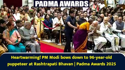 Heartwarming! PM Modi bows down to 96-year-old puppeteer at Rashtrapati Bhavan | Padma Awards 2025