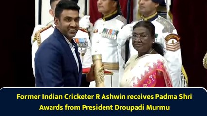 Former Indian Cricketer R Ashwin receives Padma Shri Awards from President Droupadi Murmu