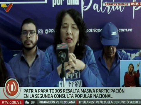 PPT exaltó la alta participación y receptividad del pueblo venezolano en la 2da Consulta Popular