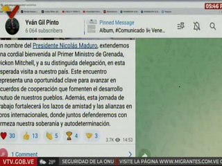 Venezuela extiende su cordial bienvenida al primer ministro de Granada Dickon Mitchell