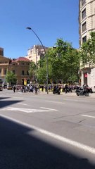 La Gran Vía de Barcelona, durante el apagón ayer