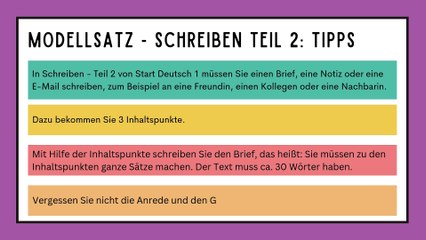 GOETHE-ZERTIFIKAT A1: START DEUTSCH 1 - Modellsatz - Schreiben, Teil 2