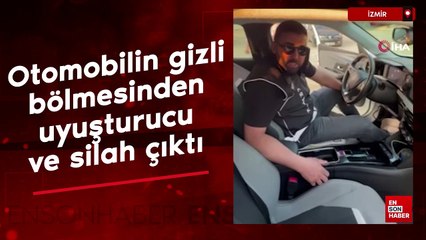 İzmir'de otomobilin gizli bölmesinden uyuşturucu ve silah çıktı
