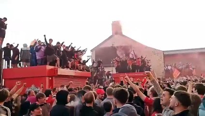 Belfast-born Liverpool Mark Thornton captures the title party at Anfield