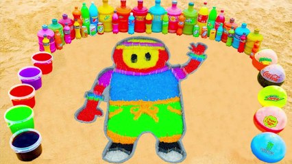 How to make Rainbow Fall Guys with Orbeez, Balloons of Fanta, 7up, Coca Cola, Mentos & Popular Sodas