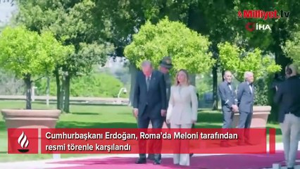 Cumhurbaşkanı Erdoğan, Roma’da Meloni tarafından resmi törenle karşılandı