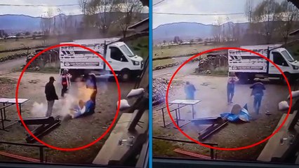 Spiral makinesiyle kesilmek istenen varil patladı; o anlar kamerada