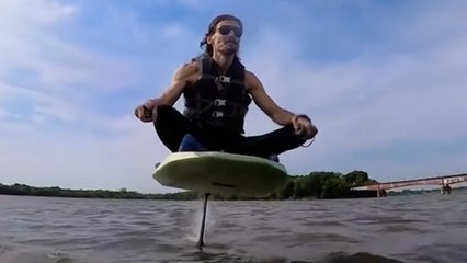 Dramatic moment surfer is flung from electric surfboard after mystery collision