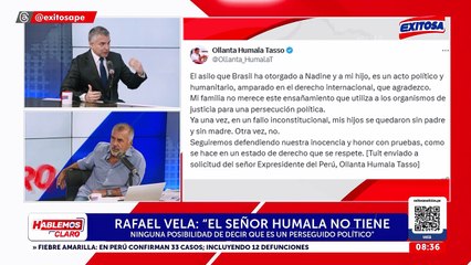 Vela Barba responde a Ollanta Humala y niega persecución política: "Lo dice ahora que es condenado"
