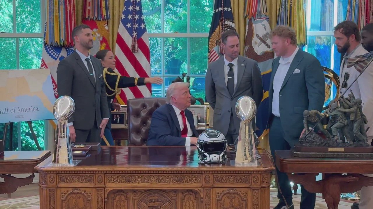 Oval Office Moments: Trump Meets Eagles Following South Lawn Celebration