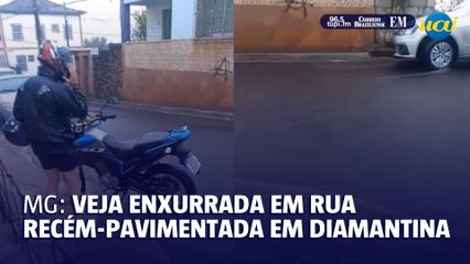 Moradores mostram enxurrada em rua recém-pavimentada de Diamantina