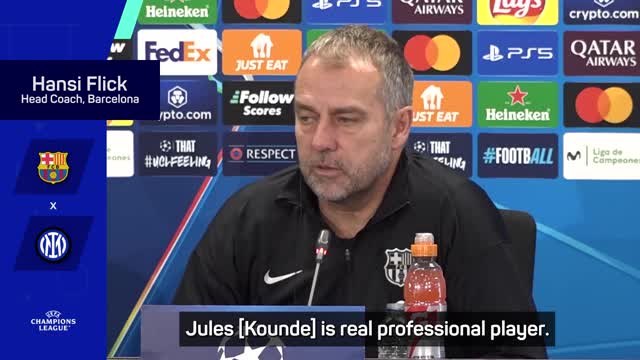 Kounde playing 'at a top level' for Barcelona - Flick