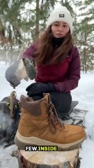 ✨ Girl's magic trick to dry shoes on ice ❄️🔥👟 #shorts
