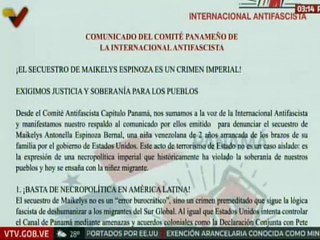 Internacional Antifascista capítulo Panamá exige el regreso seguro de Maikelys Espinoza a Venezuela
