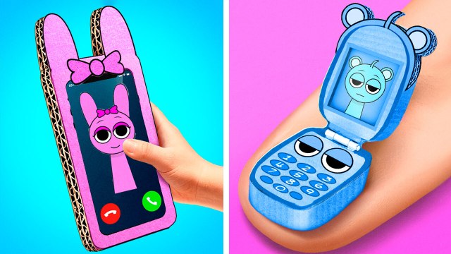TÉLÉPHONE EN CARTON DIY PINKI OU SKY ! Astuces de Parentalité Géniales & Gadgets TikTok par 123 GO!