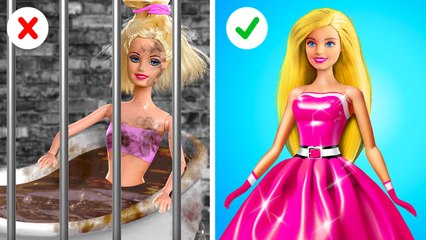 ASTUCES ARTISTIQUES BARBIE EN 5 MINUTES ! ⏳ Transformations de Style Rapides En Prison | 123 GO!