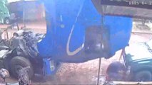 Impressionante: Idoso é atingido por cabine de caminhão durante manutenção improvisada; veja vídeo