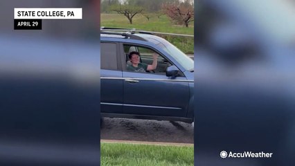 Derecho brings power lines down on cars, trapping people inside for hours in Pennsylvania