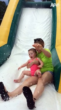 180. At least Mom is having fun! #shorts #slide #baby #mom #laugh #summer