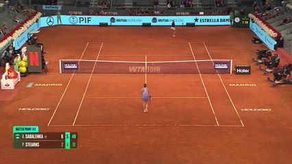 Madrid - Sabalenka sans pitié avec Stearns
