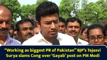 “Working as biggest PR of Pakistan” BJP’s Tejasvi Surya slams Cong over ‘Gayab’ post on PM Modi