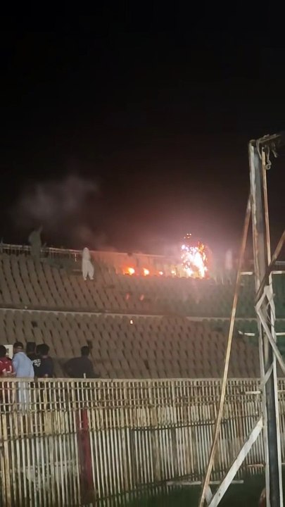 Fire works on set