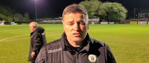Gary Mansell chats to Colin Bowman after Burgess Hill Town's play-off semi-final win over Margate