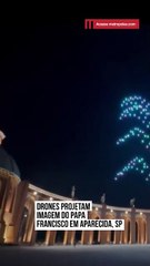Drones iluminan el cielo en homenaje al Papa Francisco en el Santuario de Aparecida