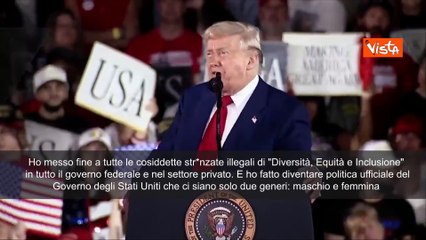 Trump: "Ho messo fine alle str*nzate woke, esistono solo due sessi, maschio e femmina"