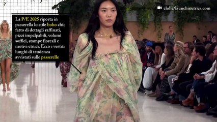 I maxi abiti boho chic avvistati sulle passerelle della P/E 2025