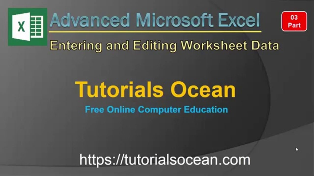 Part 03: Advanced Microsoft Excel Course - Entering & Editing Excel Worksheet Data in Urdu/Hindi
