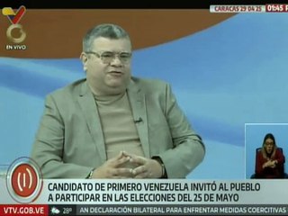 Candidato de Primero Venezuela llama a la participación masiva en elecciones del 25 de mayo