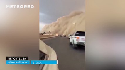 A massive sandstorm struck the desert of Siwa, Egypt! An immense cloud covered the landscape