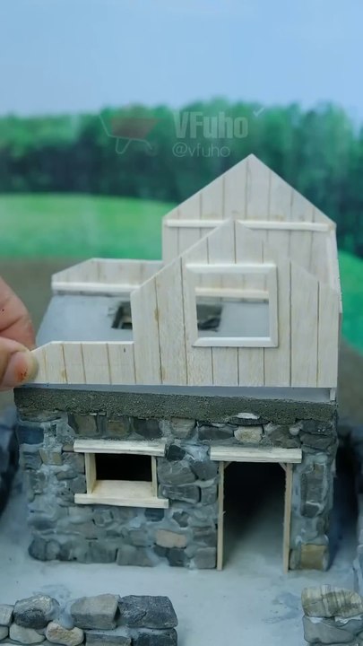 Step by step building a rustic stone house #shorts #vfuho #diy #house#miniature